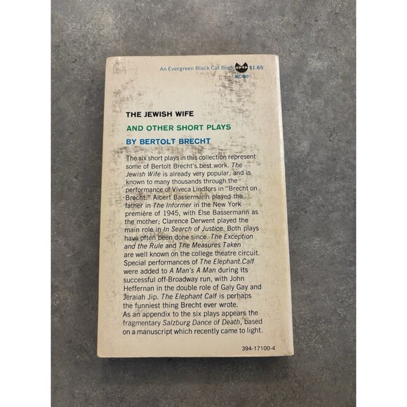 The Jewish Wife & Other Short Plays VTG 1965 Paperback By BERTOLT BRECHT - Picture 2 of 5